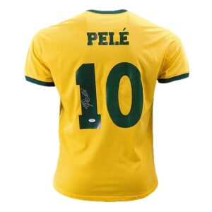 Autographed Brazil Pele Jersey - A prized piece of soccer history signed by the legendary Pele