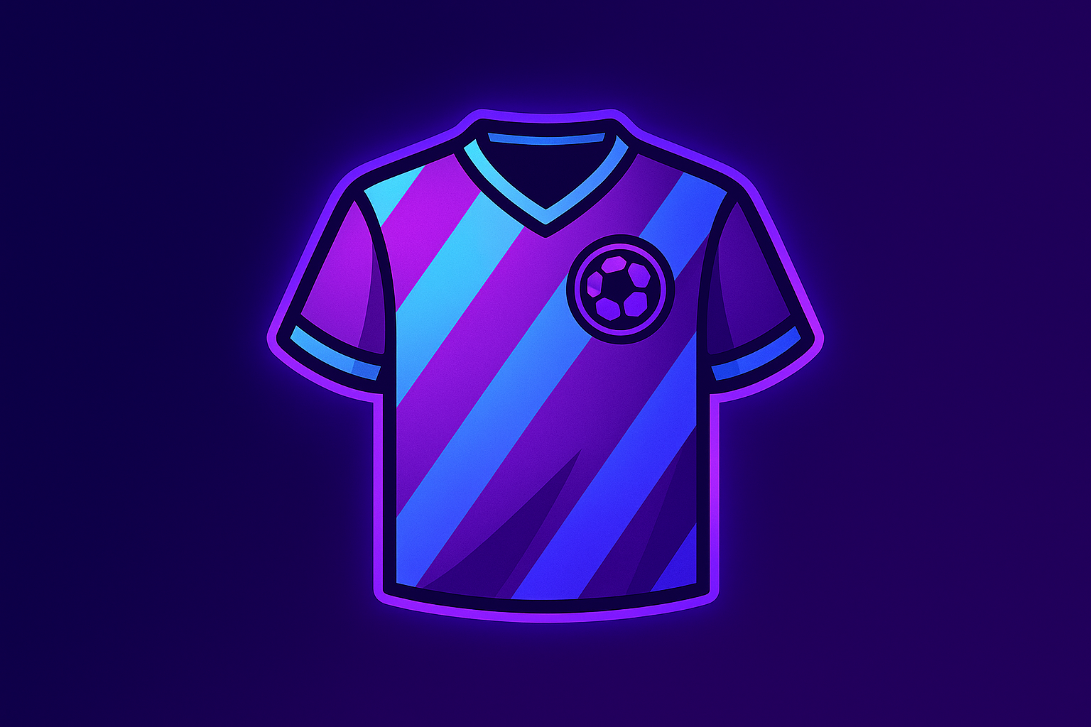 Blue and purple glowing soccer jersey cartoon image.
