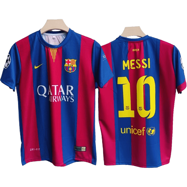 Old school blue, red and yellow Messi jersey